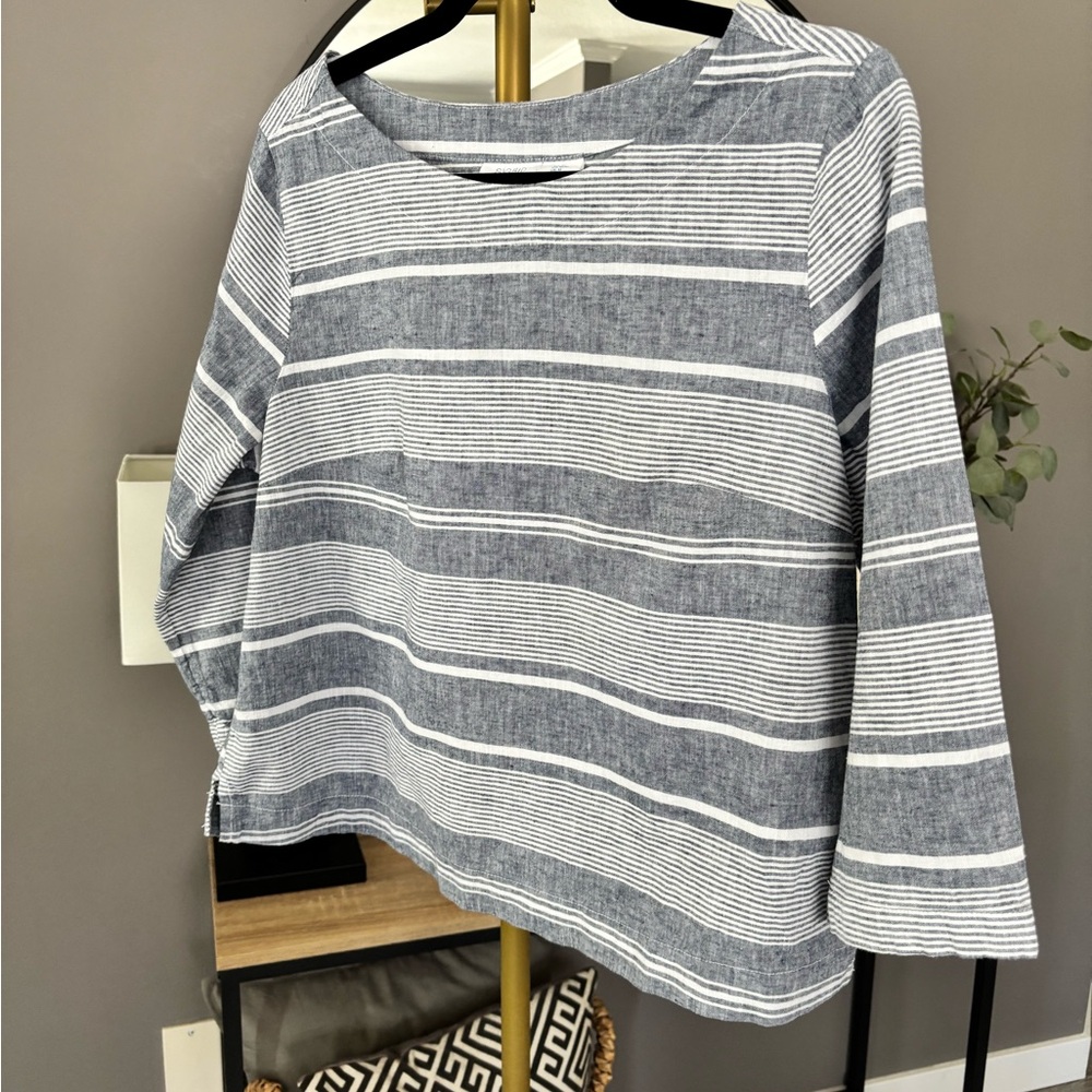 Sigrid Olsen Linen Striped Top - Picture 2 of 8